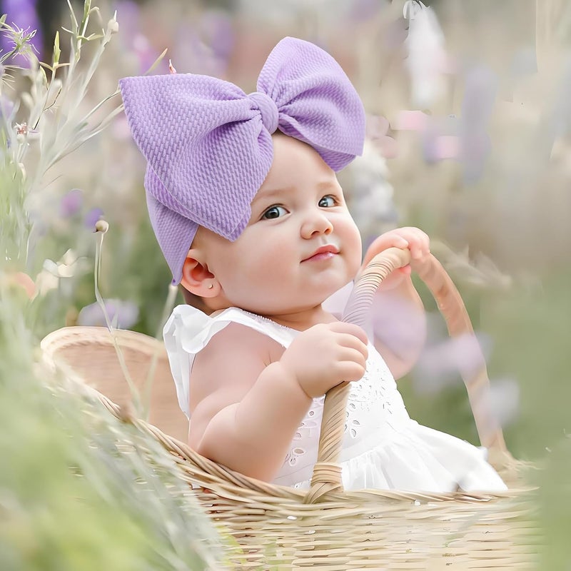 ONENINEDREAM Rainbow Headbands for Baby Girls Hair Bows 2pcs Newborn Infant Toddler Kids Hair Accessories Purple Colorful Head Bow - Image 2